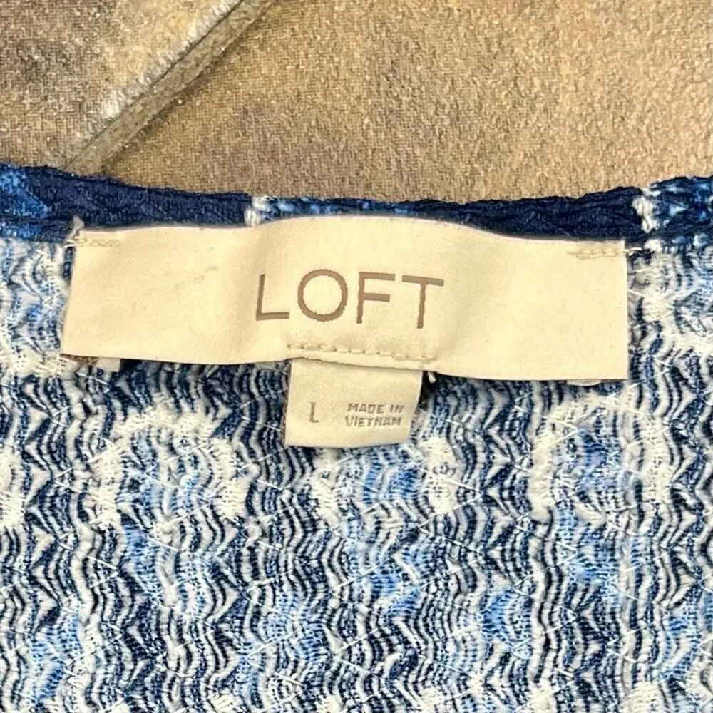 Loft Floral Puff Sleeve Blouse Large